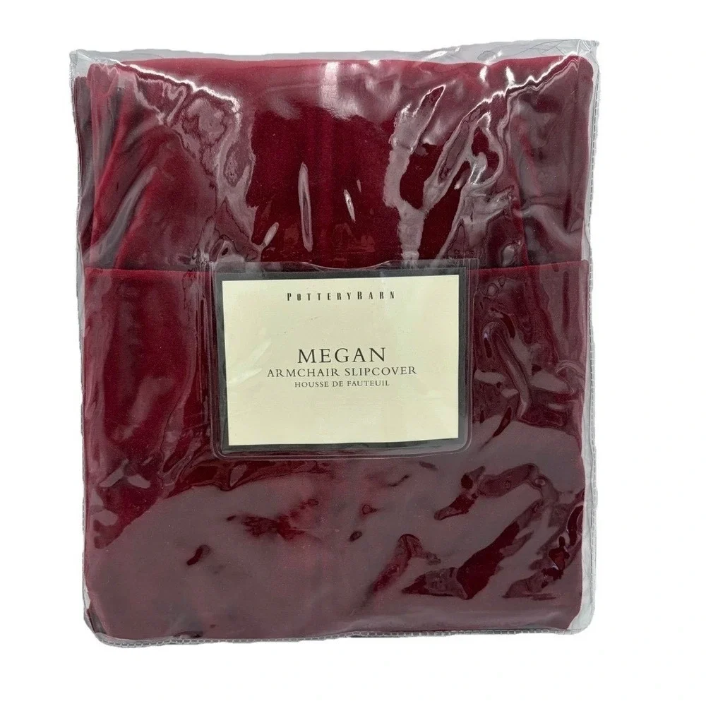 NEW Pottery Barn Megan Armchair Slipcover Red Burgundy Velvet 9424243‎